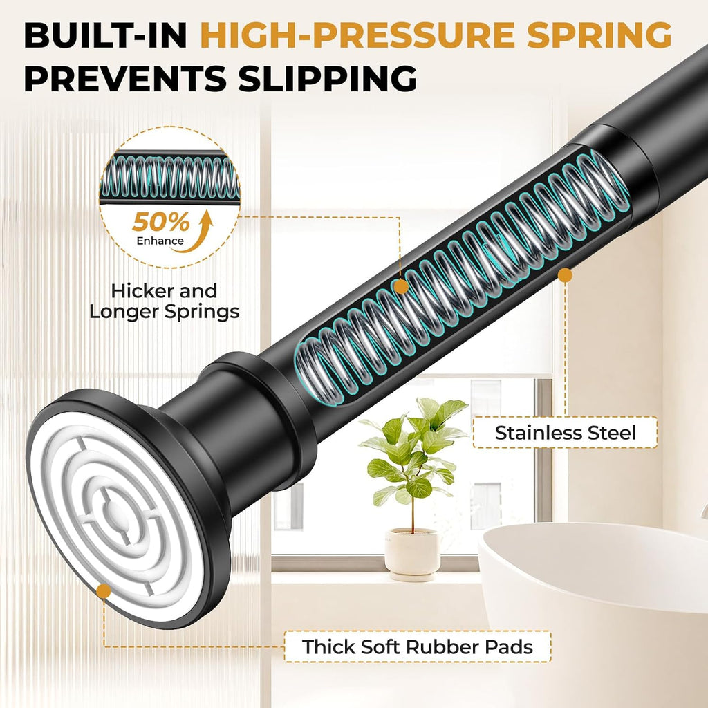 Black Long Curtain Rod Tension Shower Curtain Rods 30 to 120 inch
