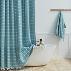 BTTN Sage Green Boho Farmhouse Linen Heavy Duty Shower Curtain Set, 72x72