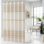 Fabric Shower Curtain, Narrow Width Beige Brown Stripe Waterproof Curtain for Tub or Stall，54" W x 72" H
