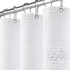 White Waffle Weave Shower Curtain 258GSM Heavyweight Cotton Fabric 72Wx72L