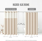 BTTN Cream Ringless Linen Textured Shower Curtain with Snap in Liner, 72x75
