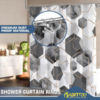 Shower Curtain Rings, Rust-Resistant Metal Curtain Hooks for Bathroom, Glide Smoothly on Curtain Rod, Loose Leaf Rings Set of 12, Zinc Alloy Nickel