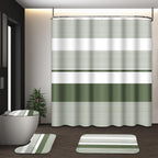 Bathroom Sets with Shower Curtain and Rugs, Set of 4, Checkered