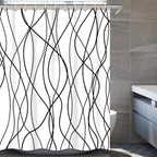 Striped Shower Curtain for Bathroom, Grey White, 72" W x 72" L