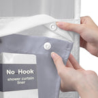 No Hook Shower Curtain with Liner Set Hotel Waffle Curtain White 72W X 75L