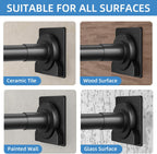 CorkLatta Matte Black Shower Curtain Rod,1 Inch Diameter Stainless Steel Adjustable Spring Tension Rods 32 to 80",with Holders,Anti-Slip,Curtain Rods No Drilling(1 Pack)