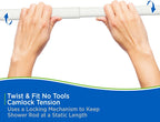 Kenney KN609C/10 Twist & Fit No Tools Camlock Tension Easy Install Shower Curtain Rod with Non-Slip, Non-Scratch Ends, 42-72" Adjustable Length, White, 1" Diameter Rust Resistant Steel Tube
