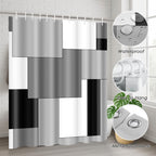 Bathroom Sets with Shower Curtain and Rugs, Set of 4, Checkered