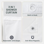 WITHLOC Hook Free Floral Shower Curtain with Liner, Blue Beige, 71x74