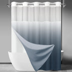 SORTTO Ringless Slub Shower Curtain with Snap in Liner, 71x74, Black