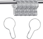 Queekay 60 Pcs Metal Shower Curtain Hooks Reusable Hanging Clips, Silver