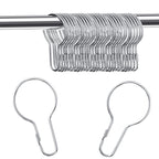 Queekay 60 Pcs Metal Shower Curtain Hooks Reusable Hanging Clips, Silver