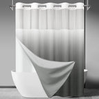 SORTTO Ringless Slub Shower Curtain with Snap in Liner, 71x74, Black