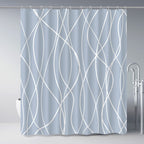 Striped Shower Curtain for Bathroom, Grey White, 72" W x 72" L