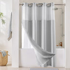 River Dream Cotton Blend Fabric Shower Curtain Set with Liner, White, 54x80