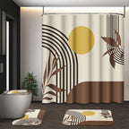 Bathroom Sets with Shower Curtain and Rugs, Set of 4 Geometric Boho