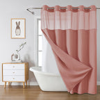 eachope No Hook Waffle Shower Curtain with Snap-in Liner, 71x74 Inch, White