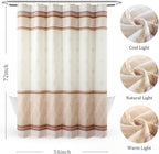 Fabric Shower Curtain, Narrow Width Beige Brown Stripe Waterproof Curtain for Tub or Stall，54" W x 72" H