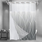 LXBNI Ringless Shower Curtain with Snap-in Liner, Gray White, 71 x 74 Inch
