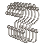 Amazer Gold Shower Curtain Hooks, 12PCS Minimalist Simple Double Shower Curtain Rings, Rust-Resistant Metal Shower Hooks Shower Curtain Hangers, Shower Rings for Bathroom Shower Rods Curtains