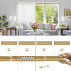 YNL Shower Curtain Rod 34-82 Inches (2.8-6.8ft) Adjustable Spring Shower Rod No Drilling, Non-Slip, Never Rust, Stainless Steel, Suitable for Bathroom Window Living room, Gold