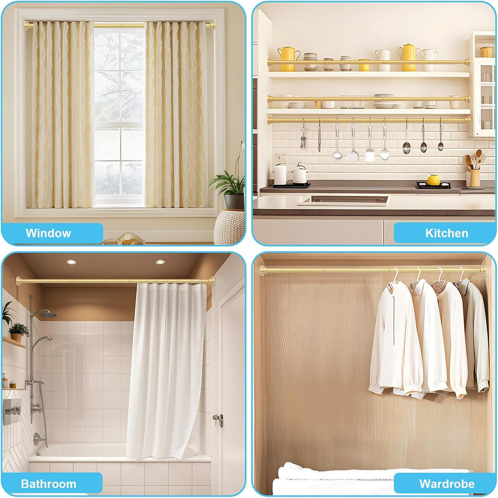 Shower Curtain Rod 30 To 76 Inch(2.6-6.4ft), Gold