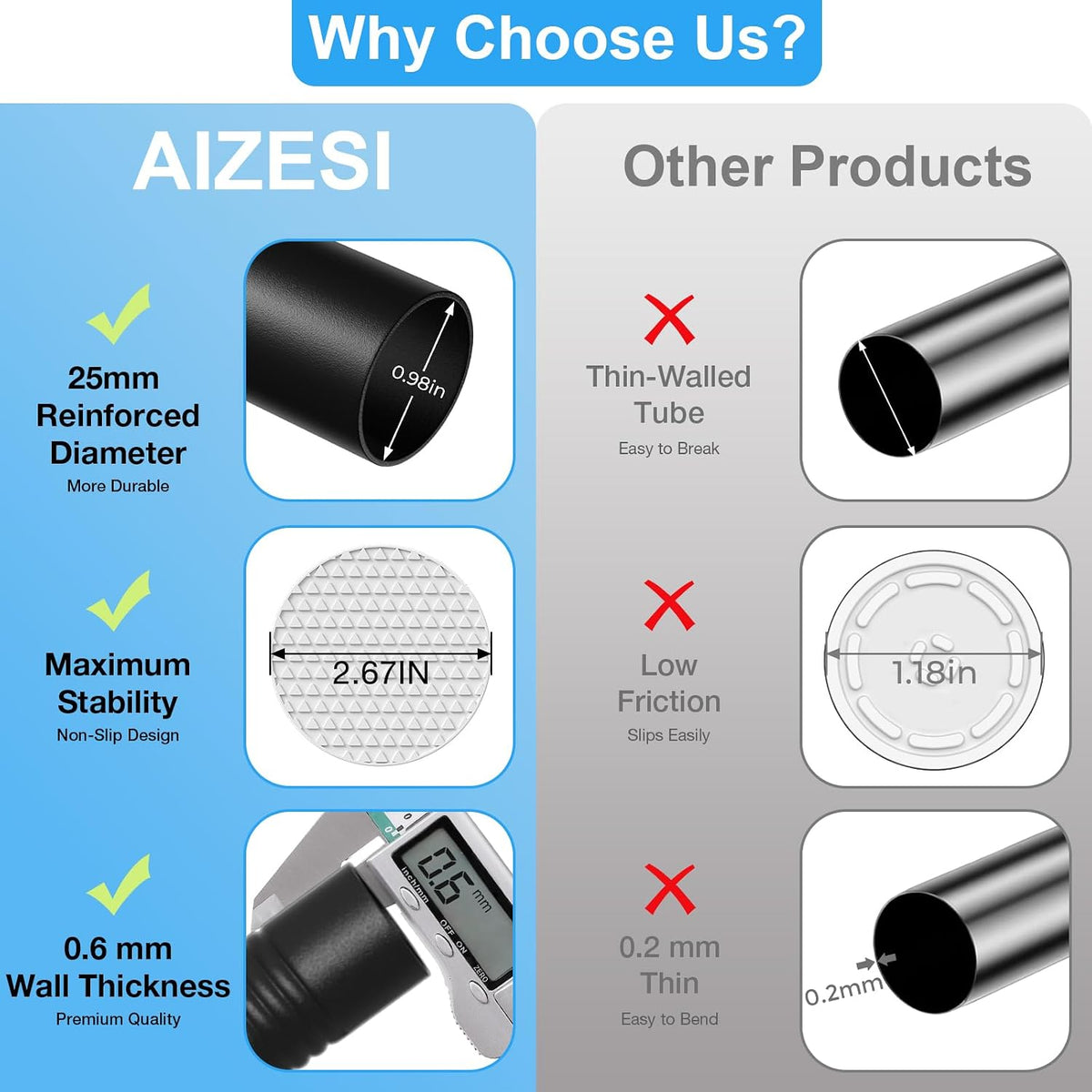 AIZESI 2 Pack Adjustable Shower Curtain Rods, Fits 32"-90" Black