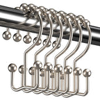 Titanker Shower Curtain Hooks Rings, Rust-Resistant Metal Double Glide Shower Hooks for Bathroom Shower Rods Curtains, Set of 12 Hooks - Bronze