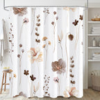 Gibelle Blue Yellow Watercolor Floral Fabric Shower Curtain, 72x72