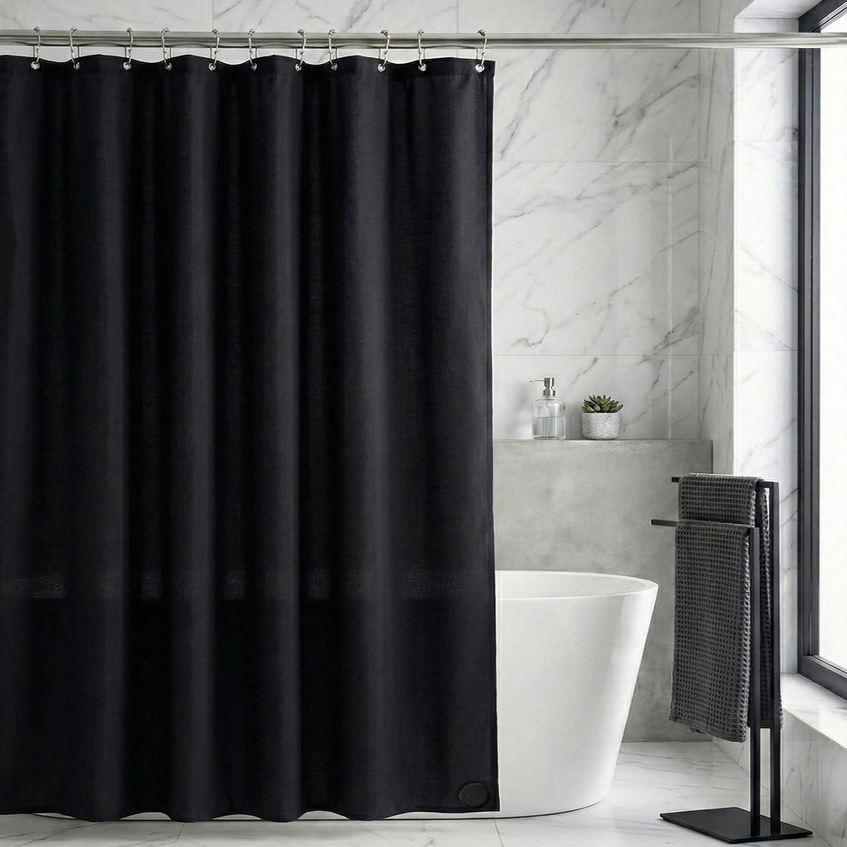 Waterproof Fabric Shower Curtain Liner, TPU Coated, PEVA-Free & Odorless, Hotel Quality, 3 Magnets, Rust-Proof Metal Grommets, Machine Washable, White, 72x72 Inch