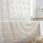 TUDECO Lace Brown Shower Curtain with Attached Valance, 72 x 72 Inch