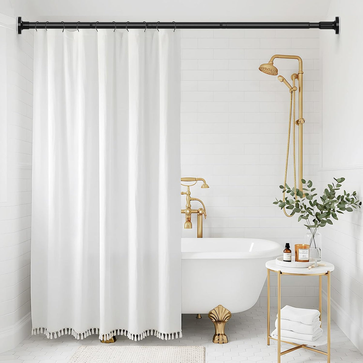 AIZESI 2 Pack Adjustable Shower Curtain Rods, Fits 32"-90" Black