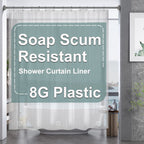 AmazerBath Black Shower Curtain Liner Plastic, Thick PEVA Shower Curtain Black, Dark Shower Liner Heavy Duty 8G, Black Bathroom Curtain Waterproof with 3 Weighted Stones and 12 Grommets, 72x72 Inches