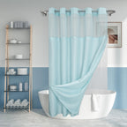River Dream No Hook Shower Curtain with Snap-in Liner Set, Dark Gray, 71x74