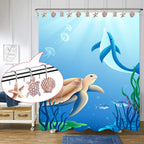 Decorative Shower Curtain Hooks,12Pcs Seashell Turtles Shower Curtain Rings