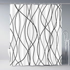 Striped Shower Curtain for Bathroom, Grey White, 72" W x 72" L