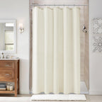 Naturoom Linen Shower Curtain 72 Inch Long for Bathroom Beige 1 Panel