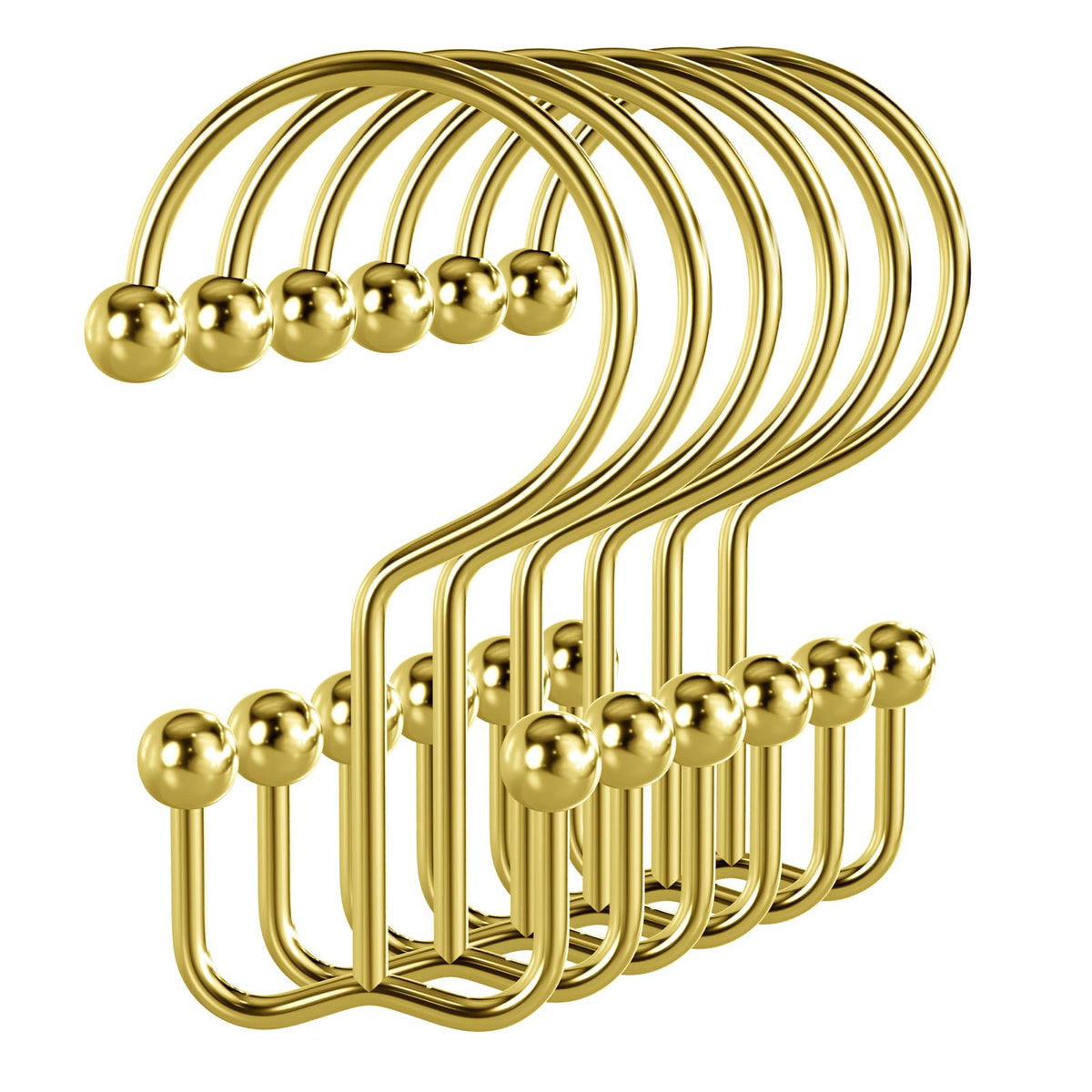 Bathway Shower Curtain Hooks Matte Black Shower Curtain Rings, 12 Pcs Double Hook Shower Curtain Hooks Rings Shower Curtain Hangers Rust Proof, Metal Shower Hooks for Bathroom Shower Curtain Rod