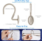 Brushed Nickel Shower Curtain Hooks, 12Pcs Heavy Duty Rustproof