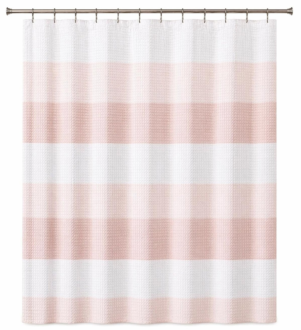 Dainty Home Ombre Waffle Weave Shower Curtain 70 x 72 Grey Textured Fabric Shower Curtain, Hotel Style Waffle Weave Bathroom Curtain, Water Resistant Polyester Ombre Shower Curtain