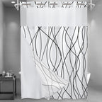 LXBNI Ringless Shower Curtain with Snap-in Liner, Gray White, 71 x 74 Inch