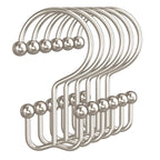 Bathway Shower Curtain Hooks Nickel Shower Curtain Rings, 12 Pcs Double Hook Shower Curtain Hooks Rings Shower Curtain Hangers Rust Proof, Metal Shower Hooks for Bathroom Shower Curtain Rod