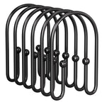 AmazerBath Shower Curtain Hooks, Gold Shower Curtain Hooks Rust Proof, Non-Slip Simple Double Hook Shower Curtain Hooks for Shower Curtain, Sturdy Shower Curtain Rings, 12Pcs