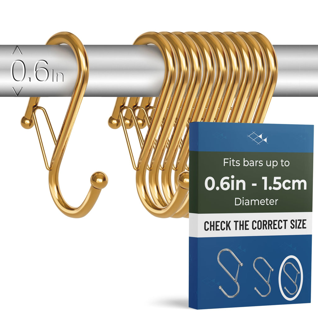 12 Metal Shower Curtain Hooks, Rust-Proof Decorative C-Shaped Curtain Hooks for Bathroom, Chrome Shower Curtain Rings, Fits Rods Up to 1 Inch (C, Silver)
