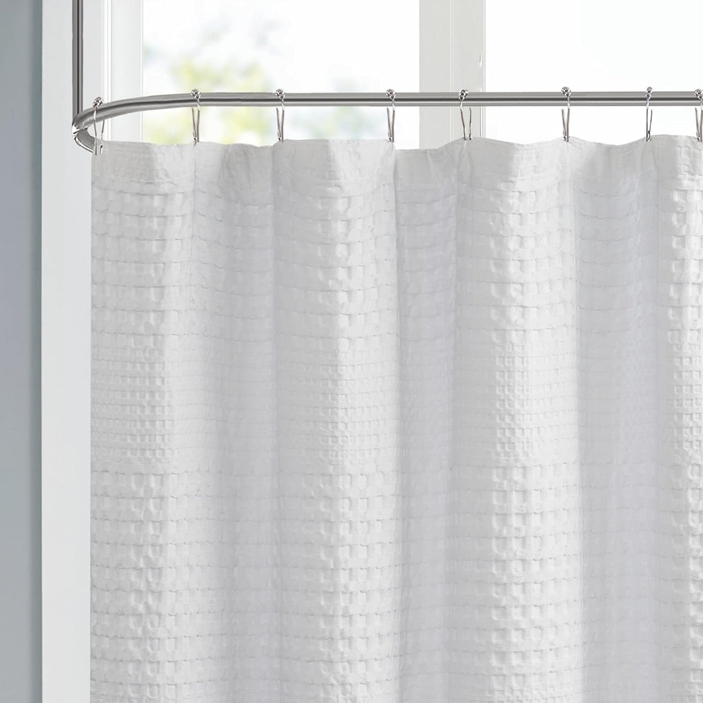 Madison Park Arlo Shower Curtain for Bathroom, 72 x 72, White