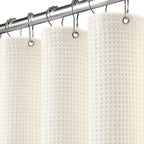 White Waffle Weave Shower Curtain 258GSM Heavyweight Cotton Fabric 72Wx72L