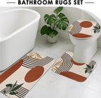 Bathroom Sets with Shower Curtain and Rugs, Set of 4 Geometric Boho