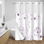 WITHLOC Hook Free Floral Shower Curtain with Liner, Blue Beige, 71x74