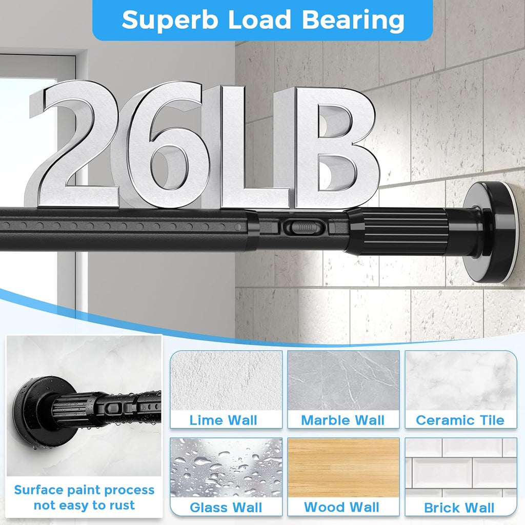 AIZESI 41-144 Inch Heavy Duty Tension Curtain Rod - No Drilling, Adjustable