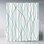 Striped Shower Curtain for Bathroom, Grey White, 72" W x 72" L